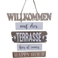Deko-Impression Wanddekoobjekt Schild Willkommen auf der Terrasse. Happy Hour. Geschenk 45 cm (1 St)