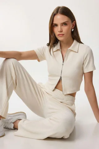 Hochtaillierte weite Bein Hose & Jacke Ko-Ord Set