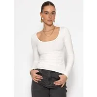 SASSYCLASSY Langarmshirt Langarmshirt mit Ausschnitt für Damen Weiches Top mit komfortabler Passform Offwhite Grau Schwarz Rosa