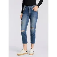 Herrlicher 5-Pocket-Jeans Breezy Cropped Denim Straight Fit mit Destroyed-Effekten