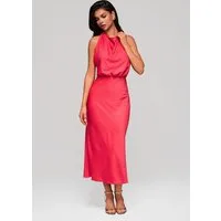 OMBRE Abendkleid Midi-Halterkleid mit Wasserfall-Ausschnitt