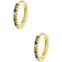 Hey Happiness Paar Creolen Farbige Zirkonias, Bunte Kristalle 925er Silber Ohrringe Damen