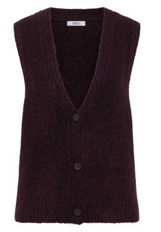 CECIL - Bouclé Weste eggplant red - Gr. - S