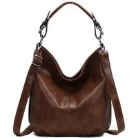 ITALYSHOP24 Schultertasche DAMEN TASCHE Hobo Bag Umhängetasche Crossbody Shopper Leder Optik (Spar-Set: Henkel Tasche mit Schultergurt, Workbag Leder Optik, 2-tlg., mit Henkel und Schultergurt), City Bag Damentasche CrossBag Freizeit Henkeltasche Rei