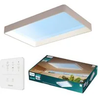 Philips LED Deckenleuchte Skylight LED Panel mit Tageslichtsimulation, IP44, Abschaltautomatik, CCT - über Fernbedienung, Dimmfunktion, Ein-/Ausschalter, Farbsteuerung, Farbwechsel, Fernbedienung, Infrarot inkl., Memoryfunktion, Softlichtstart, dimmb