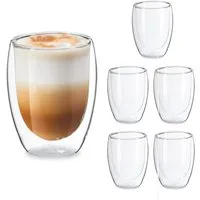 relaxdays Gläser-Set Latte Macchiato Gläser 350 ml, 6-tlg., Glas, 6er Pack