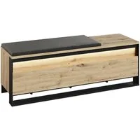 HAUSELEMENT Sitzbank QUANT QG-04, LED-Beleuchtung Schuhschrank 135 cm Stauraum Flurbank Dielenbank Loft