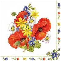 Ambiente Luxury Paper Products Papierserviette, Servietten Papier 33x33cm 3-lag. mit Mohnblumen & Wiesenblumen 20 Stk.