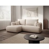 Selsey Ecksofa OVO MINI, Schlaffunktion 124x190 cm, Bettkasten, 2 Zierkissen