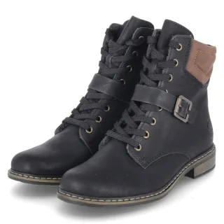 Rieker Schnürstiefeletten - Gr. 36 - Schwarz - Synthetik