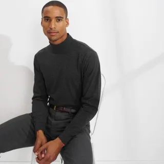 Super-T Stehbundshirt für Herren, Classic Fit, Tallgröße, Herren, size: tall, Schwarz, Baumwolle, by Lands' End