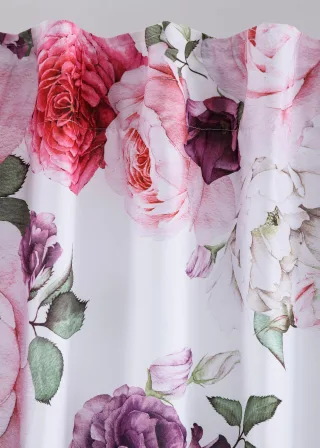 bonprix Vorhänge aus pflegeleichter Microfaser (2er Pack), lila, Gr.245x140 cm, Blickdichte Vorhänge im Romantik-Look, aus Microfaser