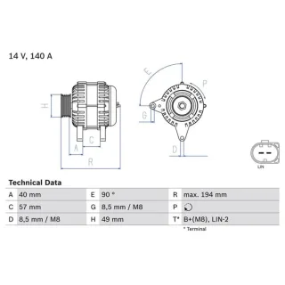 Bosch Lichtmaschine 140A VW Crafter 2,0 TDI