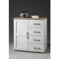 HBZ Kommode Romance im Landhaustil, BxHxT 93x99x45 cm, Schrank mit 1 Tür, 4 Schubkästen und 2 Einlegeböden