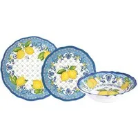 EasyLife Tafelservice Sorrento, Melamin, Spülmaschinengeeignet, Mehrfarbig, Zitronen, H: 1cm