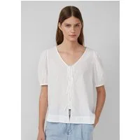 s.Oliver Kurzarmbluse Bluse Baumwollbluse mit V-Ausschnitt und Puffärmeln