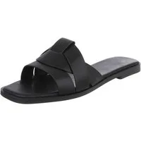 Ital-Design Stylische Slide-Sandalen mit Kreuzband für Damen Pantolette (91117245) Blockabsatz Pantoletten in Schwarz