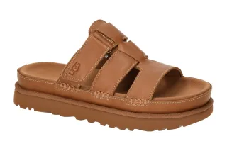 UGG 1154652 TAN GOLDENSTAR SLIDE Damen Pantoletten Braunes Echtleder flexibel...