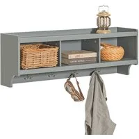 SoBuy Wandgarderobe FHK28, Wandgarderobe Flurgarderobe, Hängeregal mit 3 Fächern, Flurgarderobe Kleiderhaken Wandregal mit 4 Haken