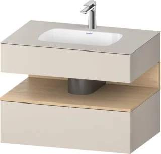 Duravit Qatego Einbauwaschtisch mit Konsolenwaschtischunterbau Natur Eiche & Taupe Matt 800x550x600 QA4785030910000