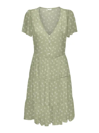 JDY - JDYSEZEN LIFE S/S BUTTON DRESS WVN DIA Lint - Gr. - S