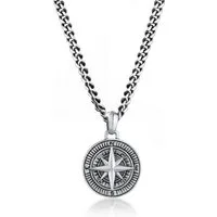 Kuzzoi Kette mit Anhänger Herren Panzerkette Kompass Maritim 925er Silber, Kompass