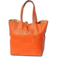 FLORENCE Shopper Florence Echtleder Schultertasche orange (Schultertasche, Shopper), Damen Tasche Echtleder orange, Made-In Italy