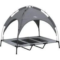 vidaXL Tierbett, Hundeliege mit Dach Anthrazit Oxford-Gewebe und Stahl
