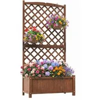 COSTWAY Blumenkasten, Hochbeet mit Rankgitter, Rankhilfe für Kletterpflanzen