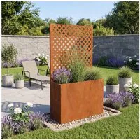 casa.pro Blumenkasten, mit Trennwand »Malja« Rankhilfe Stahl 146 x 83 x 31cm Edelrost