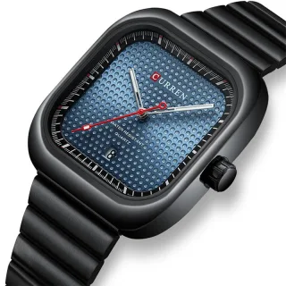 CURREN 36MM Large Dial Fashion Square Men's Quartz Watch Waterproof Luminous Calendar Clock Stainless Steel Business Cas
