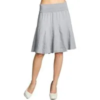 Caspar Faltenrock RO014 Damen Midi Leinenrock knielang mit figurfreundlichem Stretch Bund - Made in Italy