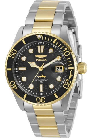 Invicta Pro Diver 30483 Damenuhr - Quarzwerk - Edelstahl mit schwarzem Zifferblatt - 38 mm