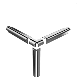HSK 3D-Ecke, außen ca. 24 × 24 mm, chromoptik, 930006-41 930006-41