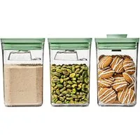 OXO Good Grips Aufbewahrungssystem 3-Piece POP Container Set with Mini Scoops - Limited Edition Pistachio, Kunststoff, (Set, 5-tlg), Langlebig, spülmaschinenfest und vielseitig einsetzbar
