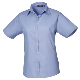 Premier Popeline-Kurzarmbluse für Damen/Damen (Mittelblau)