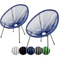 sunnypillow Gartenstuhl Acapulco, gemütlicher Loungesessel für Terrasse, Garten, 2 Stück Blau