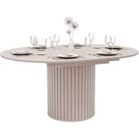 yourhouse24 Esstisch LINNEA Ø120-160cm Ausziehbar Säule Lamellen (Einzeltisch, 1-St., 1x Esstisch), Säule in Lamellen-Optik, Kaschmir & Schwarz