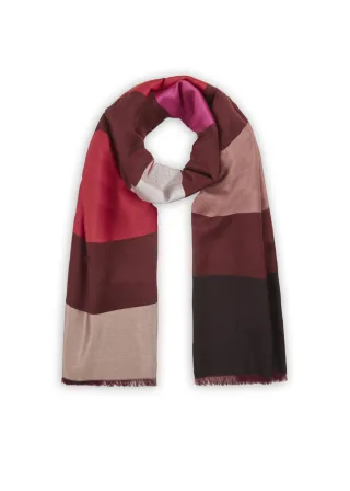 Schal aus Woll-Baumwoll-Mischung mit gewebten Blockstreifen rot - Gr. - one size