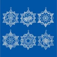 W. Reuter & Sohn - Plauener Spitze® Baumbehang Baumbehang "Sterne" ecru, 6er Set, 8 x 9 cm, Original Plauener Spitze