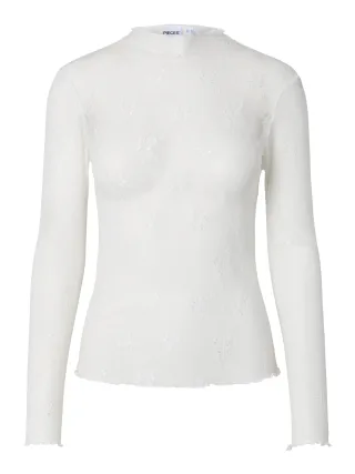 PIECES - PCVIO LS MESH TOP JRS BC Cloud Dancer - Gr. - XS