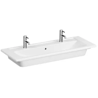 VitrA Integra Doppelmöbelwaschtisch 7058B003-1474 120x46,5cm, 1 Becken, mit Überlauf/2 Hahnlöcher, weiß