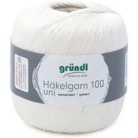 Gründl Häkelgarn 100, Baumwolle dünn zum Häkeln Handarbeiten DIY, 100g Häkelwolle, 566,00 m (Baumwollgarn, Filethäkelgarn), 60° waschbar