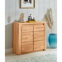 OTTO home Kommode Burano,90cm breit,35 cm tief, Fronten Massivholz, Holz massiv, Holzwerkstoff,2 Türen,2 breite Fächer