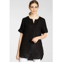 Caspar Longbluse BLU023 lange elegante Damen Halbarm Sommer Leinenbluse