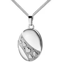 JEVELION Silberkette mit Medaillon oval Herzen-Ornament 925 Silber zum Öffnen für 2 Fotos (Foto Amulett Anhänger, für Damen und Mädchen), Herzkette Sterlingsilber - Länge wählbar 36 - 70 cm oder ohne Kette.