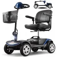 LVHOM Elektromobil faltbar Seniorenmobil, Hinter-Stoßdämpfer, 15-25 km,12Ah 4-Rad-Scooter, 300 W, 6 km/h, (136 kg Tr.Kr. mit 360° drehbarer verdickter Luxussitz + Korb + LCD-Display + verstellbare Armlehnen + E-Bremse, sensibles Anhalten, 14.5cm hohe
