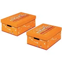 NIPS Aufbewahrungsbox CHAMPION (2 St), B/H/T: 32 x 19 x 45,5 cm, Fußball-Motiv, Wellkarton, Karton, Pappe