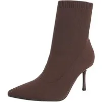 Ital-Design Damen Sock Boots High Heel Stiefeletten elegant High-Heel-Stiefelette (92214173) Pfennig-/Stilettoabsatz Stiefeletten in Braun