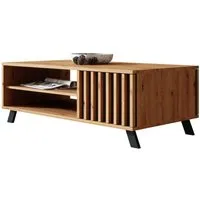 Newroom Couchtisch Wildeiche 111 cm, Wandpaneel Wildeiche Anthrazit Wohnzimmertisch Modern Sofatisch